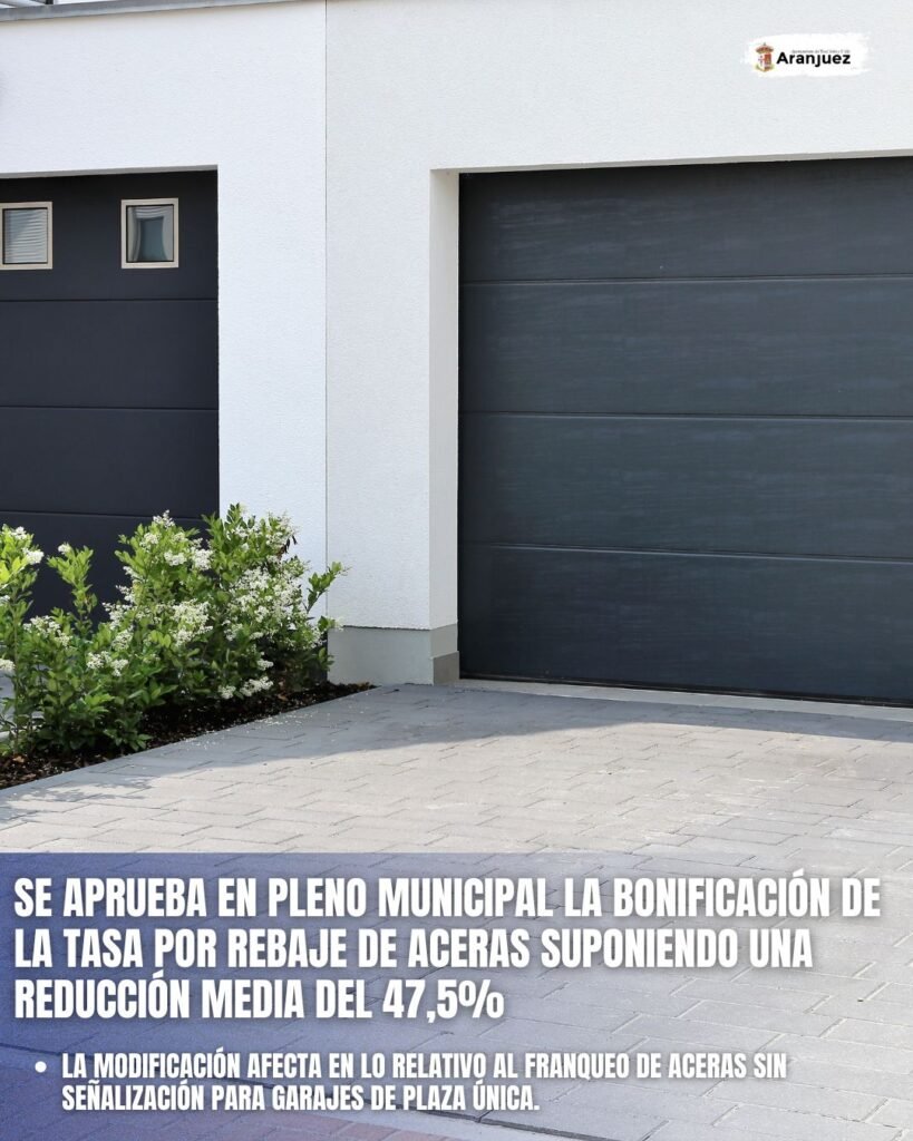 SE APRUEBA EN PLENO MUNICIPAL LA BONIFICACIÓN DE LA TASA POR REBAJE DE ACERAS SUPONIENDO UNA REDUCCIÓN MEDIA DEL 47,5%