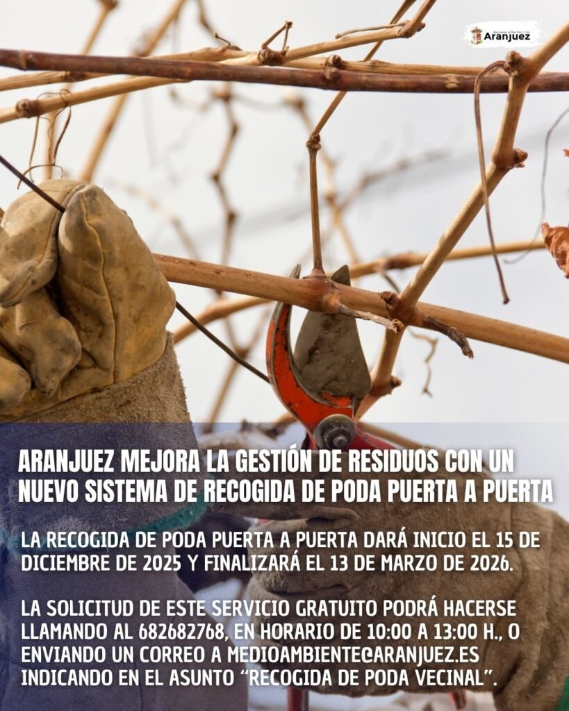 ARANJUEZ MEJORA LA GESTIÓN DE RESIDUOS CON UN NUEVO SISTEMA DE RECOGIDA DE PODA PUERTA A PUERTA